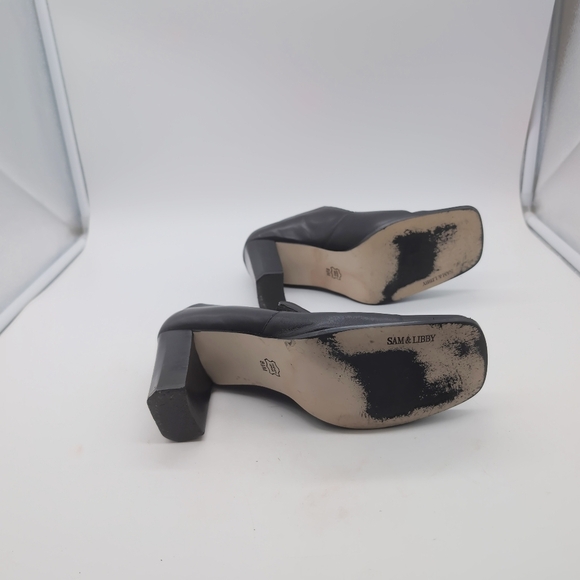 Vintage Sam & Libby Sz 8.5 Block Heel Black Leather Women's Shoes - Picture 7 of 10